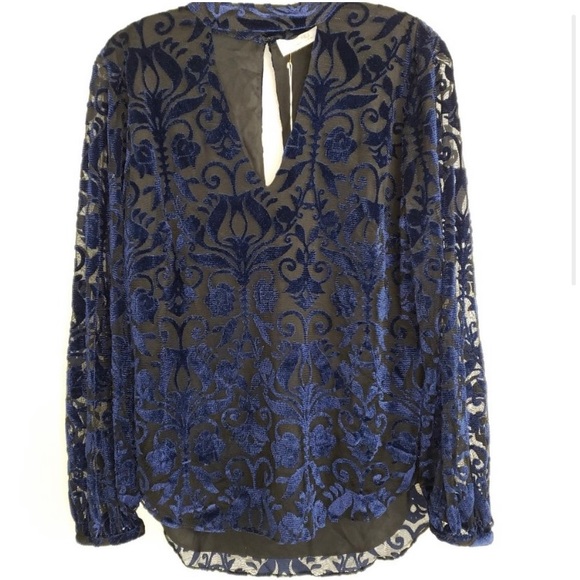 Amanda Uprichard Burnout Velvet Keyhole Top S NWT - Picture 3 of 4